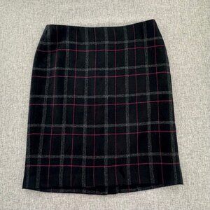 Talbots Plaid Wool Skirt 4 Lined Work Business Black, Gray Pink Zipper Closure